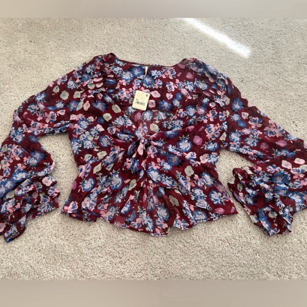 Free People - Maybel Floral Blouse-Size Medium - Picture 5 of 9